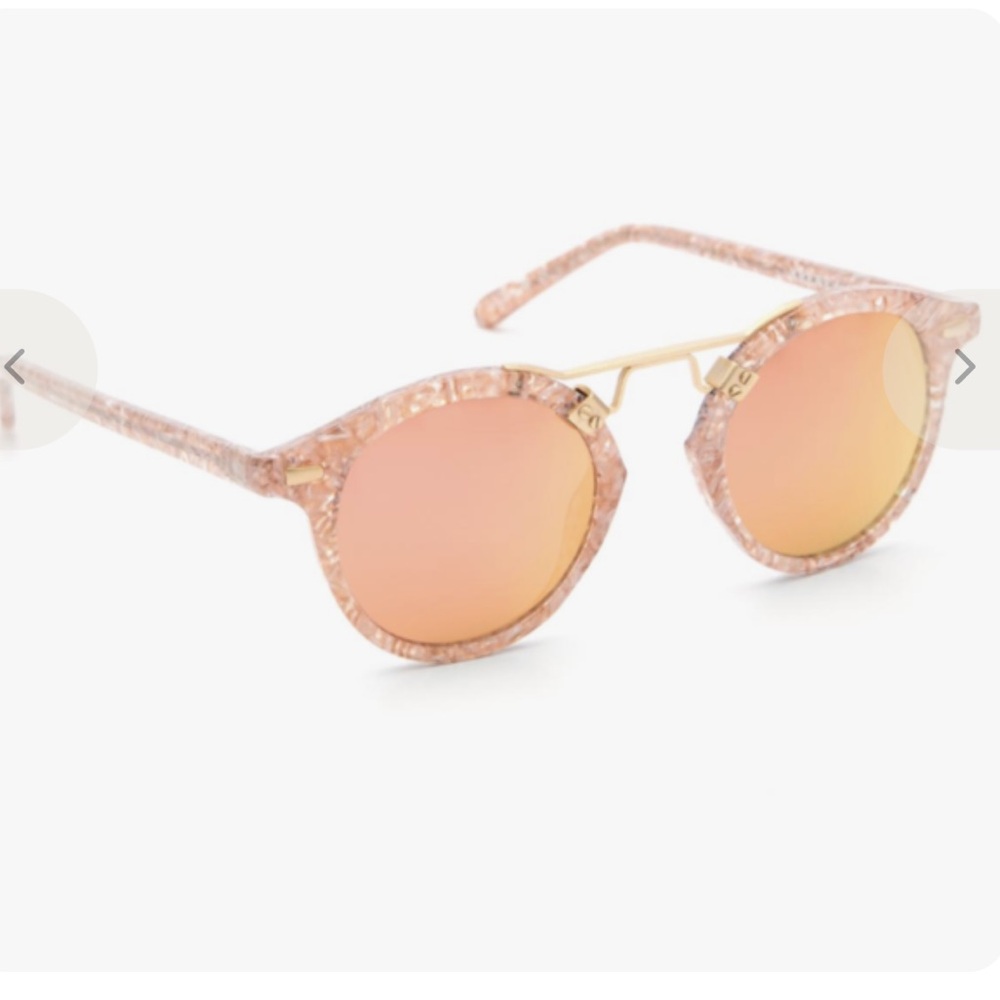 KREWE St. Louis Mirrored Sunglasses with Gold Bridge and Rose Lenses - Picture 2 of 10
